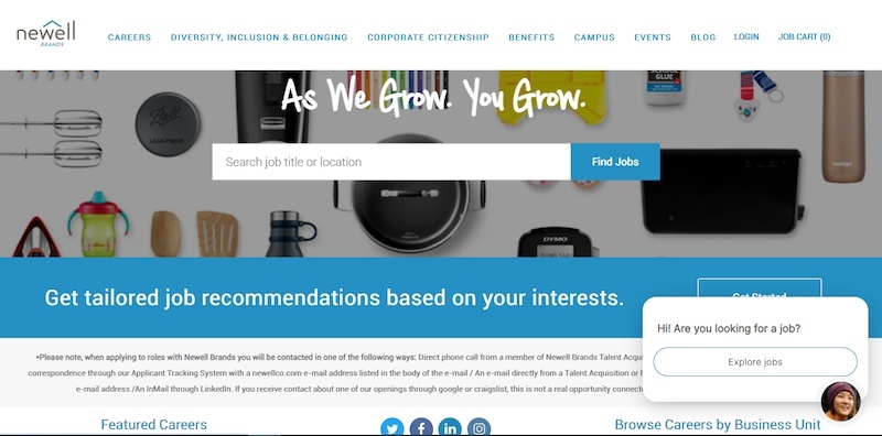Newell Brands - employer branding - career page