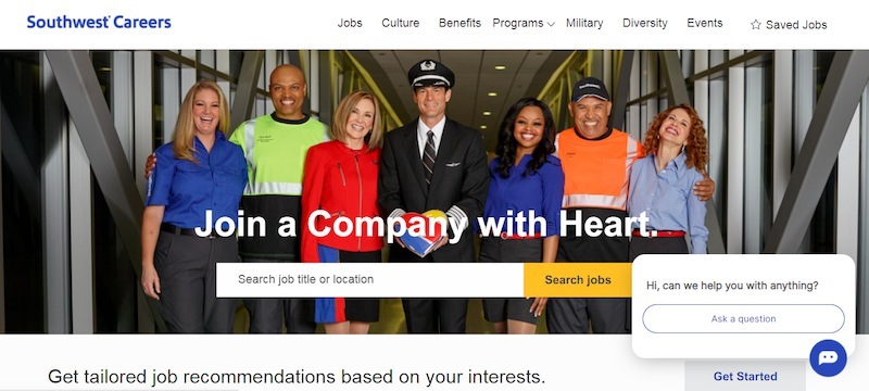 Southwest Airlines - employer branding - career page